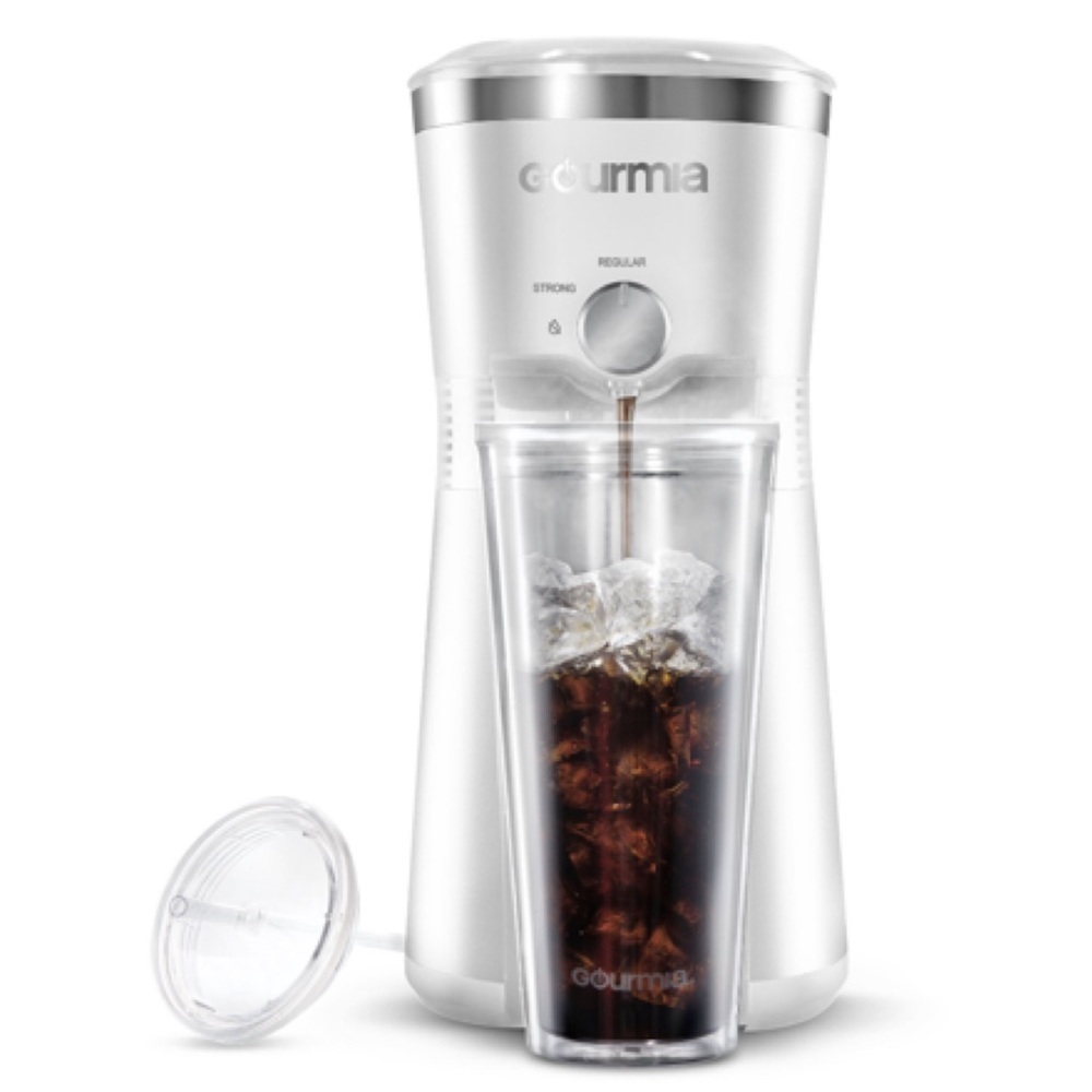 GOURMIA Iced Coffee Maker with Reusable Tumbler, White